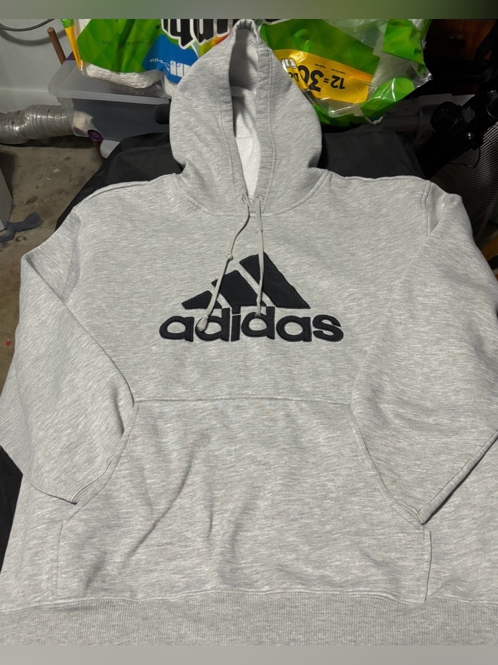 adidas Light Gray Hoodie with Black Logo